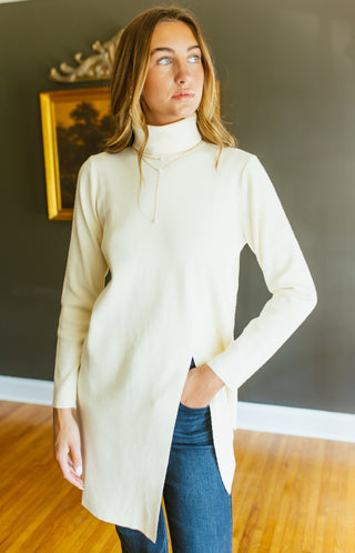 THML: Elevate Elegance Turtleneck Tunic, CREAM Tops Over 75- 12