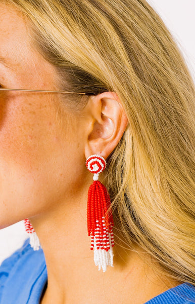 Red white blue hot sale tassel earrings