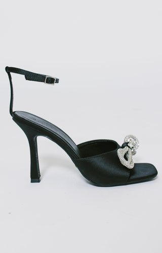 Billini: Elarni Heels, BLACK SATIN Heels - 80S