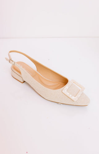 Chinese Laundry: Sweetie Linen Slingback Flats, NATURAL - HerringStones