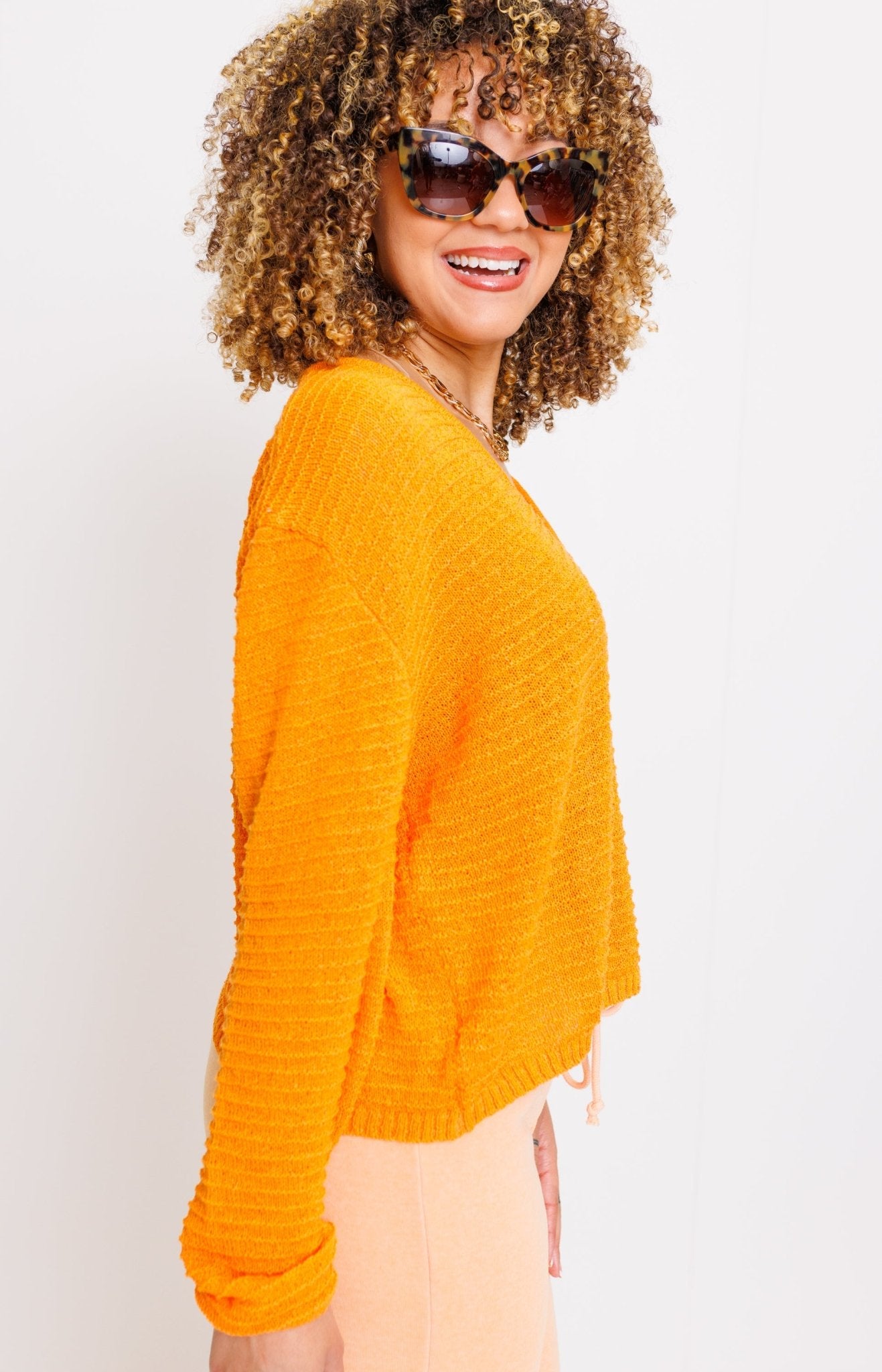 Cocoon Comfort Knit Sweater, ORANGE Tops Under 50- 15