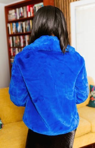 Dolce Cabo: Retro Revival Faux Fur Jacket, BLUE Coats - 20C