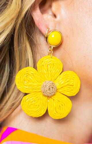 Drop Daisy Earrings, GOLD/YELLOW Earrings - 56E