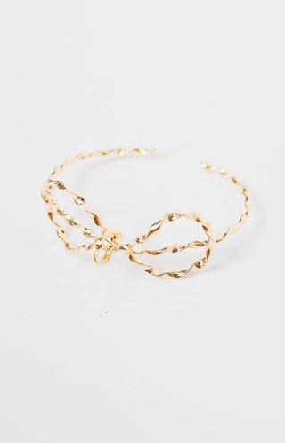 Entangled Bow Cuff Bracelet, GOLD - HerringStones