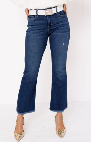 Hidden: Happi Mid Rise Crop Flare, DARK BLUE Denim - 30