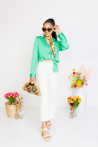 Hot Commodity Button Down Top, FRESH GREEN - HerringStones