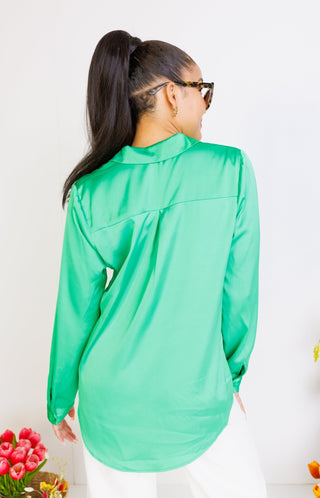 Hot Commodity Button Down Top, FRESH GREEN - HerringStones