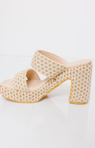 Matisse: Gemma Double Strap Platform Heels, NATURAL MULTI - HerringStones
