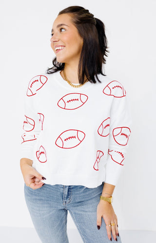 Ring Street: Multi Football Sweater, RED - HerringStones