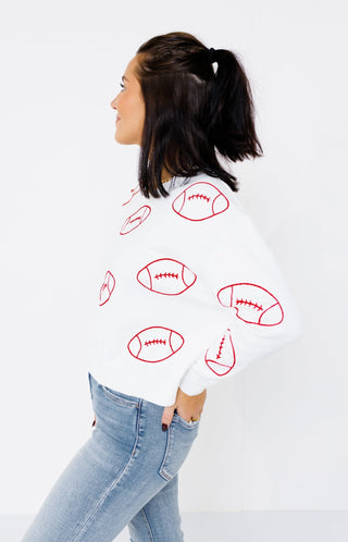 Ring Street: Multi Football Sweater, RED - HerringStones