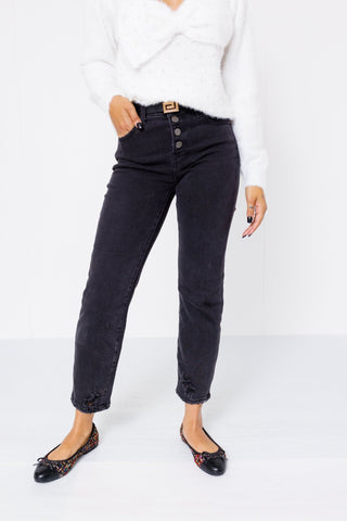 Risen: Mid-Rise Straight Jean, BLACK - HerringStones