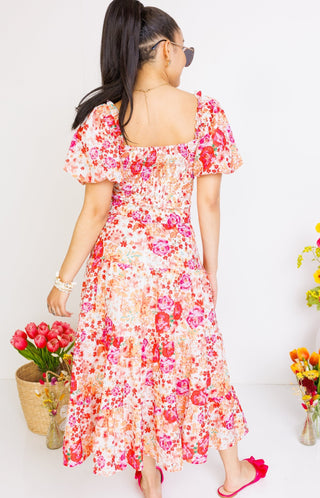 THML: Honeydew Tiered Floral Dress, WHITE - HerringStones