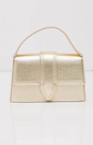 Vanessa Mini Metallic Handbag, GOLD - HerringStones